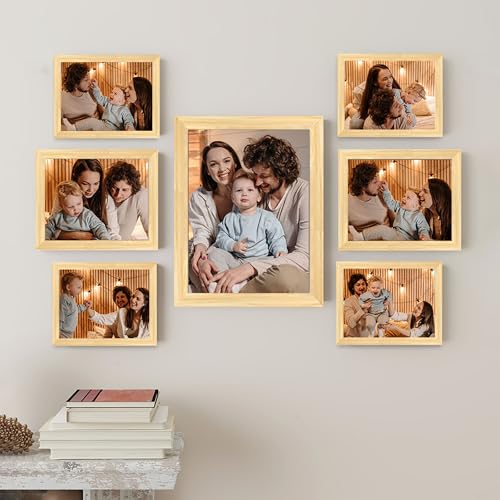 Image of Art Street Modern Wall Collage Photo Frame, Individual Picture Frame Set For Living Room, Decorative Wall Hanging Home Decor - Set Of 7 (6x8, 8x10, 8x12 Inch, Beige)