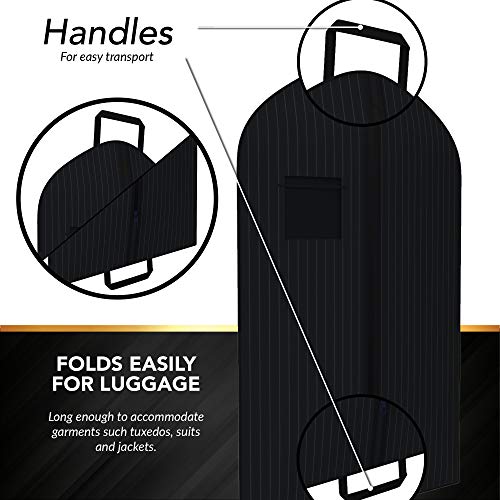 Black Pinstriped Suit Garment Travel Bags 3 Pack With ID Tag Window - 40" X 24"3