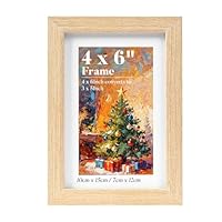 HOUSE DAY 6x4 Photo Frames,100% Solid Wood Picture Frames 6x4 with 3x5" Mount,Wooden A6 Frame Postcard Frame Tabletop and Wall Mounting for Family,Landscape,Pet Memorial,Wedding,Pack of 1