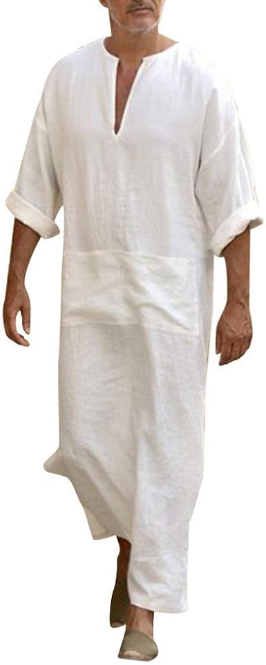 Huixin Abiti Abbigliamento Abiti da Uomo Abiti Etnici Cotone Costume A in  Maniche Corte A Maniche Corte in Cotone E Lino A Righe : Amazon.it:  Abbigliamento