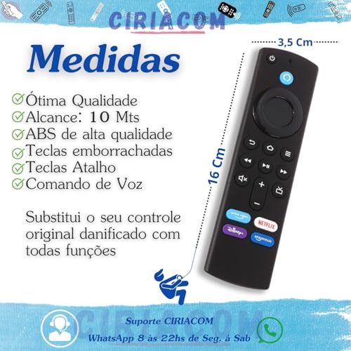 Controle Remoto Ciriacom Compatível com Stick Fire Tv- Com Comando de Voz e teclas de atalho Substit