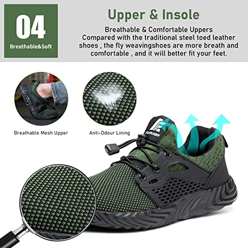 Image of Furuian Steel Toe Indestructible Shoes Men Women Lightweight Puncture Resistant Safety Work Shoes Sneakers for Construction Working Breathable