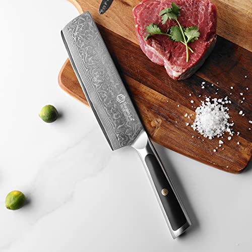 Sunnecko Damascus Kitchen Knife 7 Inch Cleaver Knife Vg-10 Stainless Steel Chopping Knife With Solid Handle Nakiri Knife Perfect For Professional Use Or Home Cooking Enthusiast #TOP5