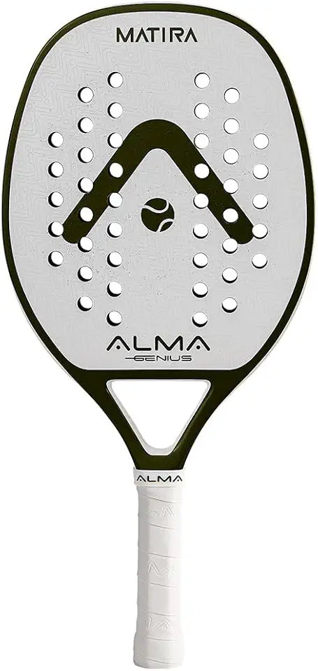 Raquete Beach Tennis Carbono 1K Matira Branca e Verde Alma Genius