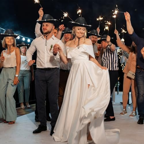 Image of Tisancy LED Lights Cowboy Cowgirl Hat Flashing LED Lights Cowgirl Hat for Wedding Western Bachelorette Party