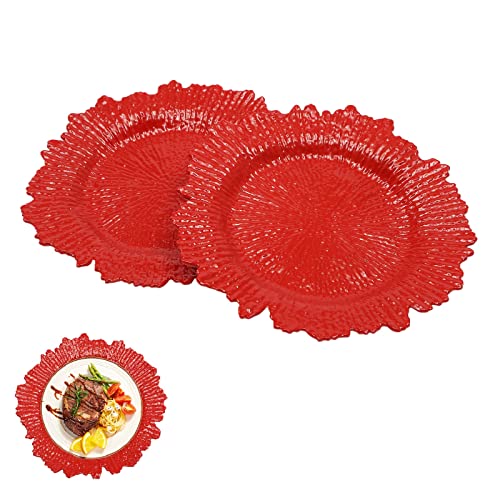Platos Rojos Redondos de Plástico 12.6 pulgadas Pack 24 miniatura 1