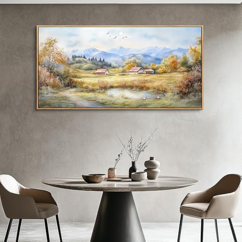 PHAOHUAXM Canvas Wall Art For Living Room Farmhouse Dining Room Home Wall Decor For Bedroom Office Wall Decoration Rural Landscape Painting Wood Frame Prints Pictures Artwork Aesthetics 20"x40"