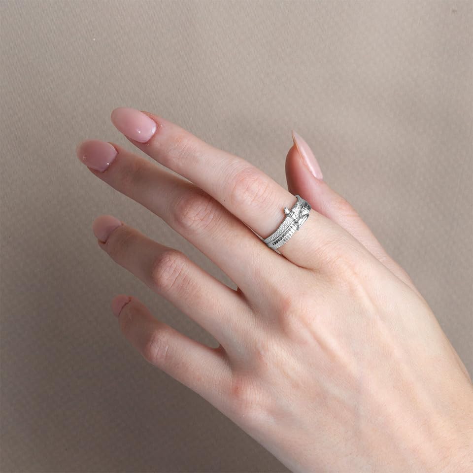Textured 925 Sterling Silver 3.2mm Ancient Egypt Goddess Isis Mythology Band Statement Ring for Women Girls, Available in Sizes 4-12