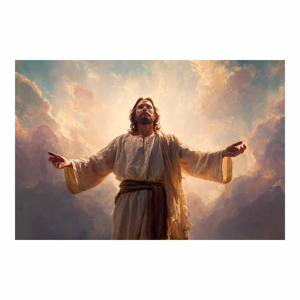 ZAMAEIU Jesus Picture Poster Heaven opens its embrace Christ Canvas Painting Wall Art Print,for Living Room,bedroom Apartment office corridor Decor(white0)-80x120cm Unframed