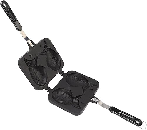 Miniatura 9 de Taiyaki Pan Maker - Molde antiadherente de doble cara con forma de pescado para hacer gofres de cocina con llama abierta
