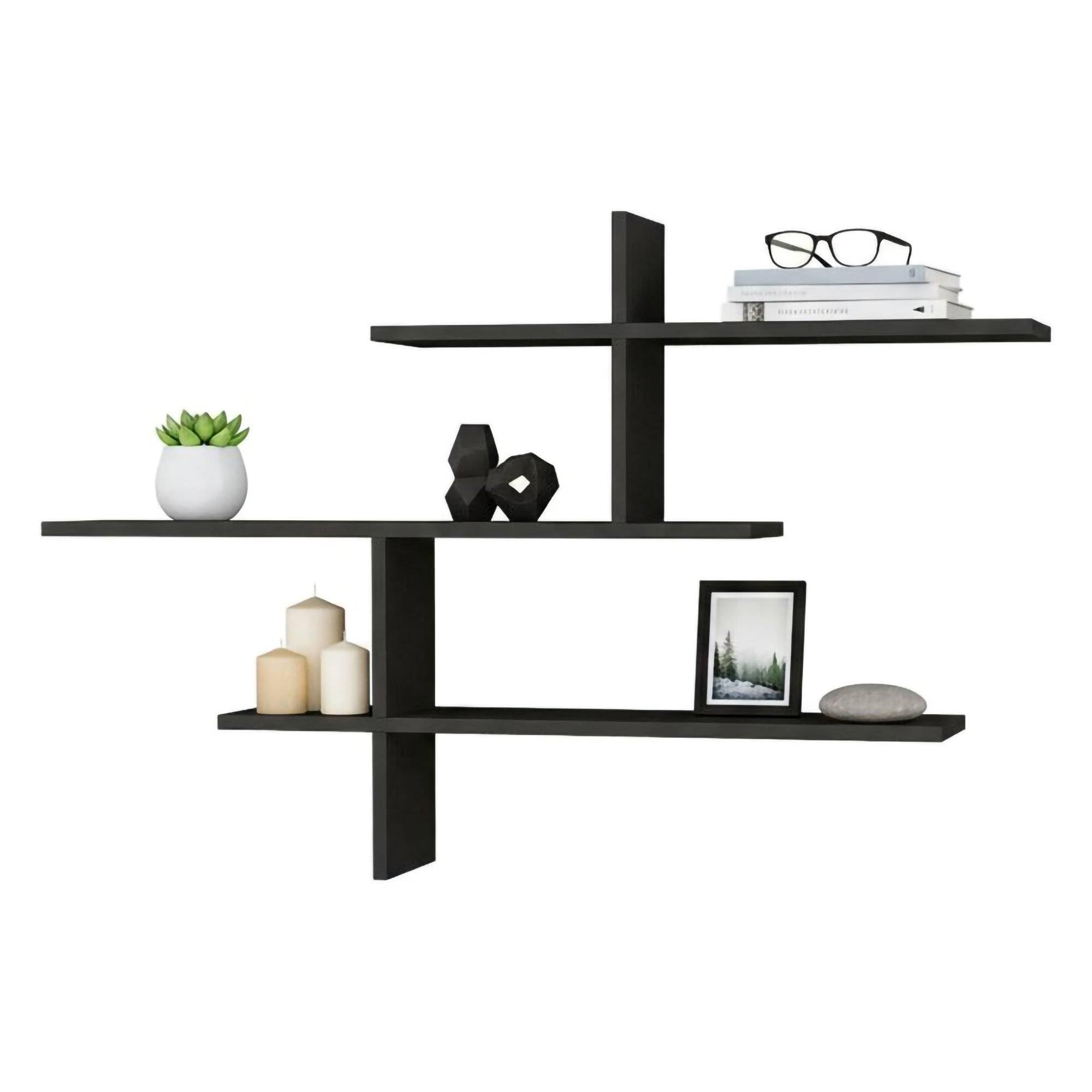 Dmora - Mensola Urania, Scaffale, Ripiano a muro, Scaffalatura multiuso, 123x22h81 cm, Antracite