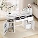 HolaiNail Manicure Table Nail Station with Tempered Glass Top, Professional Nail Tech Desk with Storage Cabinet & Drawer, Acetone Resistant, for Nail Beauty Salon Workstation(White)