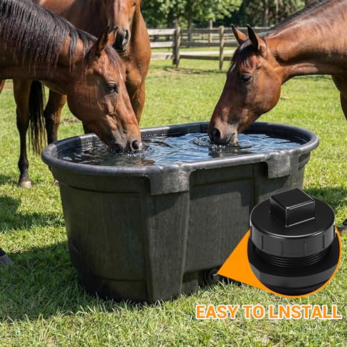 Image of Stock Tank Drain Plug Kit for Rubbermaid 50、70、150、100, 300 Gallon Stock Tank ≥ 2 in Holes for Rubbermaid Stock Tank Stock Tank Plug Replacement