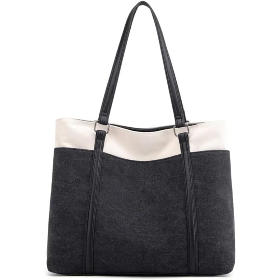 Sac ordinateur femme léger en toile canvas grise pour le bureau et les déplacements