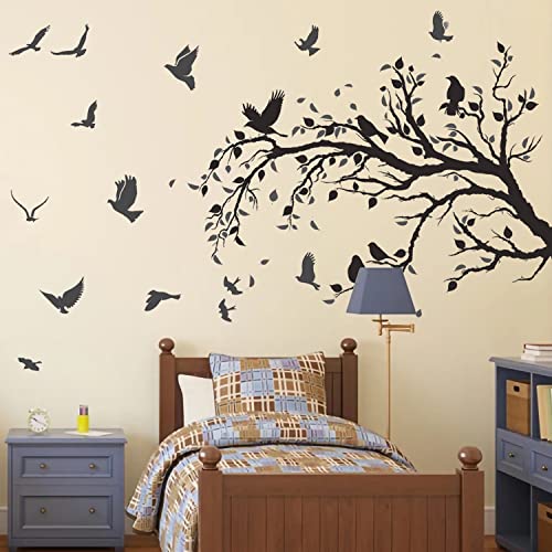 Vinilos decorativos ramas árbol y pájaros negros 12x18 in miniatura 6