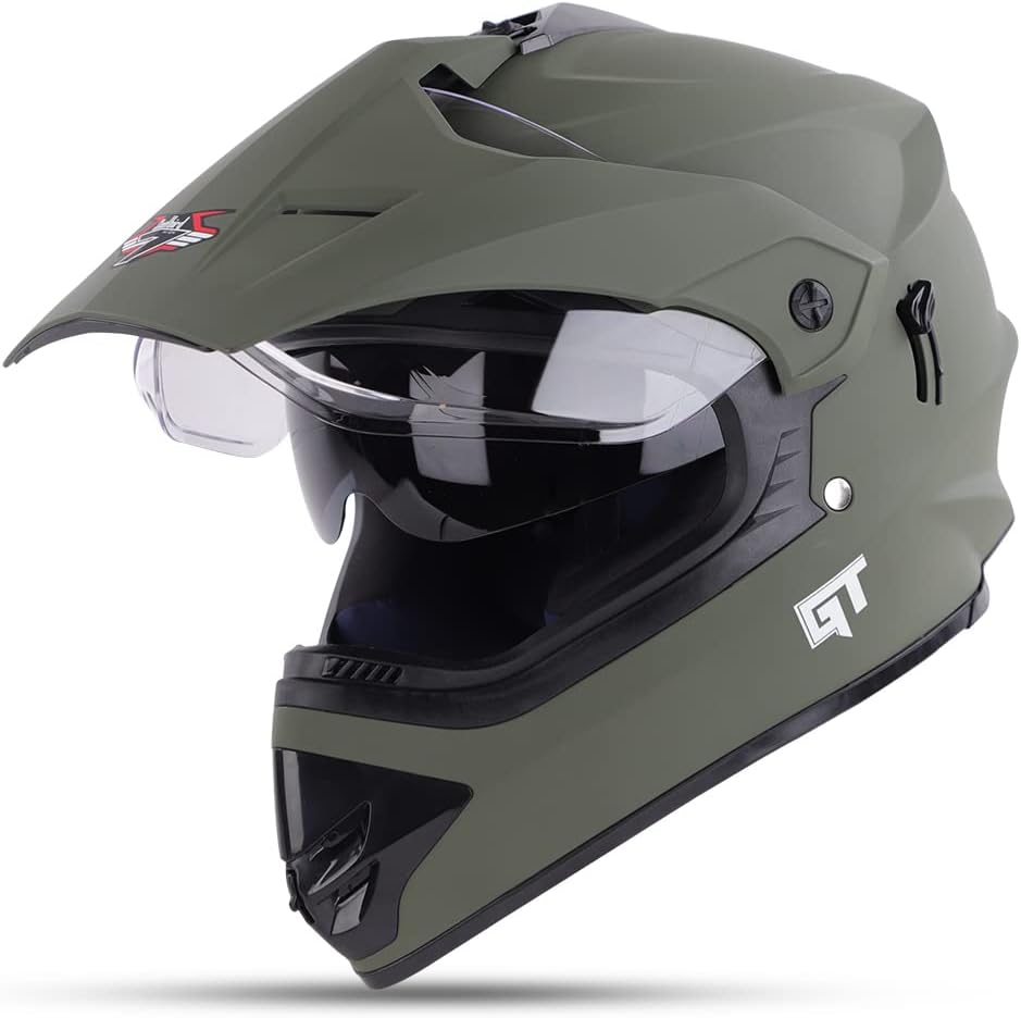 Steelbird GT Off Road ISI Certified Motocross Double Visor Full Face Helmet Outer Clear Visor and Inner Smoke Sun Shield