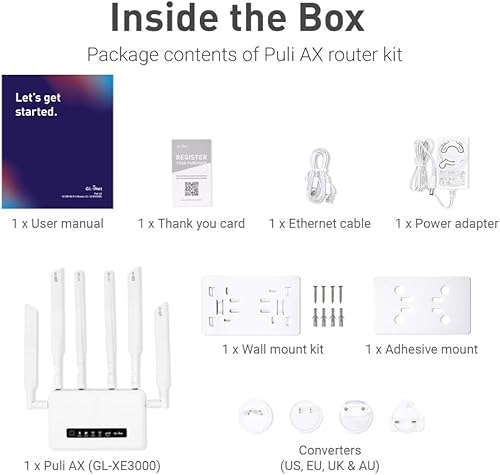 Miniatura 7 de GL.iNet Router GL-XE3000 (Puli AX) 5G con ranura para tarjeta SIM dual, enrutadores celulares Wi-Fi 6, batería incorporada, Multi-WAN, VPN, OpenWrt,