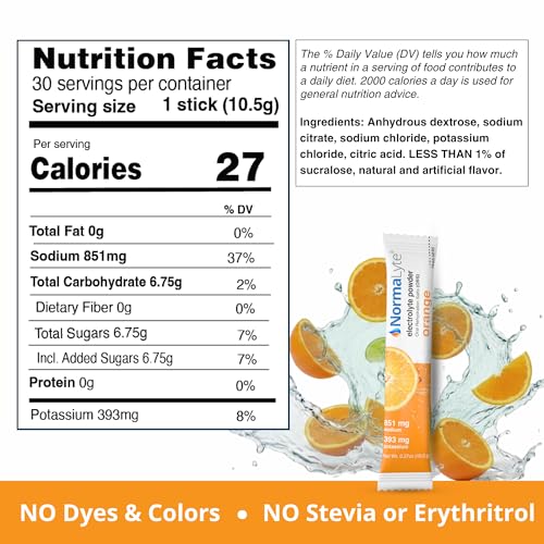Image of NormaLyte Orange Electrolyte Powder Packets, Hydration Stick, 6 Count