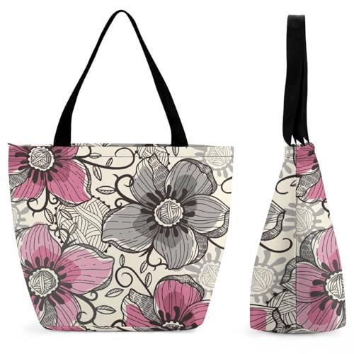 Sac à main fleurs vintage pour femme grand cabas de shopping et voyage de 32cm