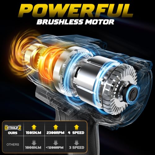 Image of 1 /2 inch Cordless Impact Wrench 1110 Ft-lbs Compatible with DeWalt 20V Battery