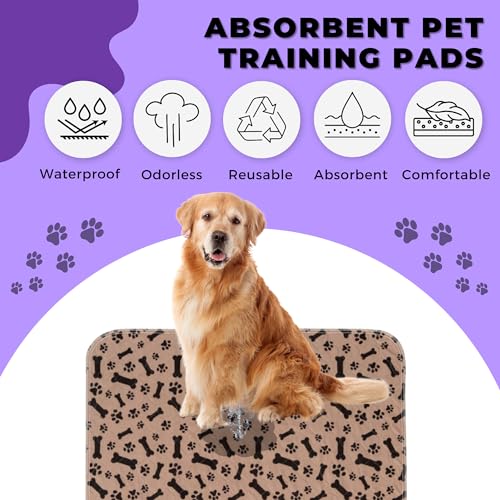 Image of MarV 2-Pack Washable Pee Pads for Dogs Non Slip Puppy Pads , Ultra-Absorbent Mats for Puppy Training, Multi-Use, Reusable Puppy Pads (Brown, M)
