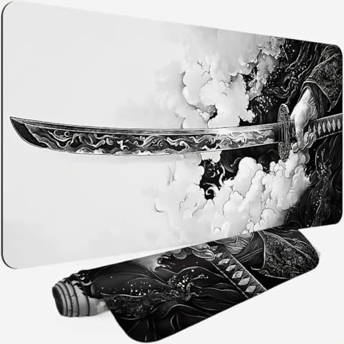 Gaming Mouse Pad Cinematic Samurai Sword - 31.5x11.8 HD Print Japanese Art Desk Mat for Pro Gaming &...