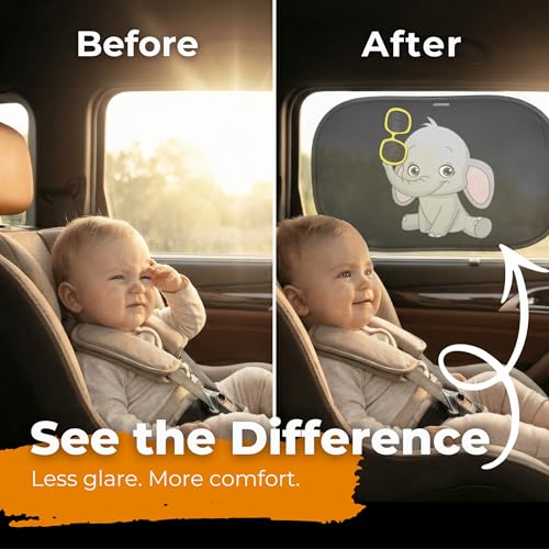 Image of CARAMAZ Car Window Shade for Baby with Certified UV-Protection 2 Pack - 20 inchx12 inch