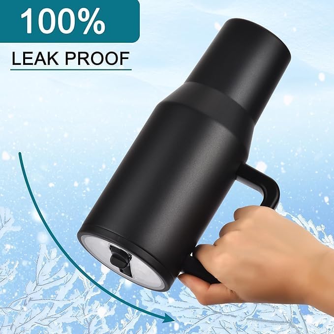 Image of Stainless Steel 1200 ml Vacuum Tumbler with Lid & Straw - Double‑Wall Insulated Cup for Travel, Gym & Office - Keeps Beverages Hot or Cold - 1.2 L Capacity (4TH Black)