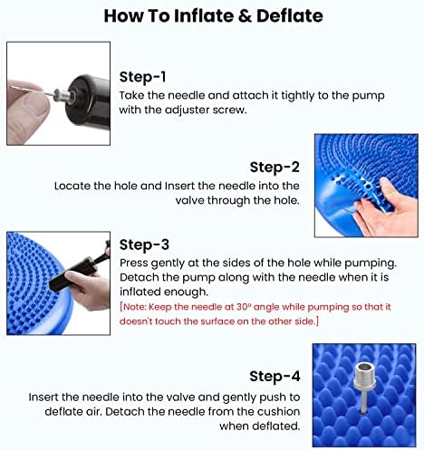 ROMIX Wobble Cushion, 34CM Inflatable Air Stability Balance Board with Pump, Non-slip Sitting Posture Trainer Wiggle Seat, Core Balance Disc for Sensory Kids ADHD Physio Therapy Fitness Exercise