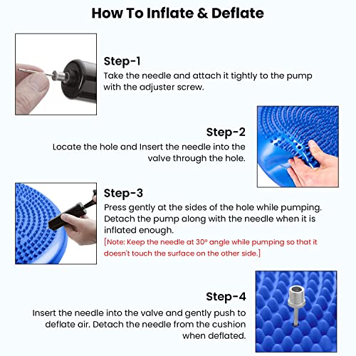 ROMIX-Wobble-Cushion-34CM-Inflatable-Air-Stability-Balance-Board-with-Pump-Non-slip-Sitting-Posture-Trainer-Wiggle-Seat-Core-Balance-Disc-for-Sensory-Kids-ADHD-Physio-Therapy-Fitness-Exercise