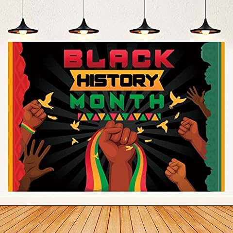 Black History Month Decorations - Black History Month Photo Booth Backdrop African American February Black Pride Wall Photography Background Decoration Cover