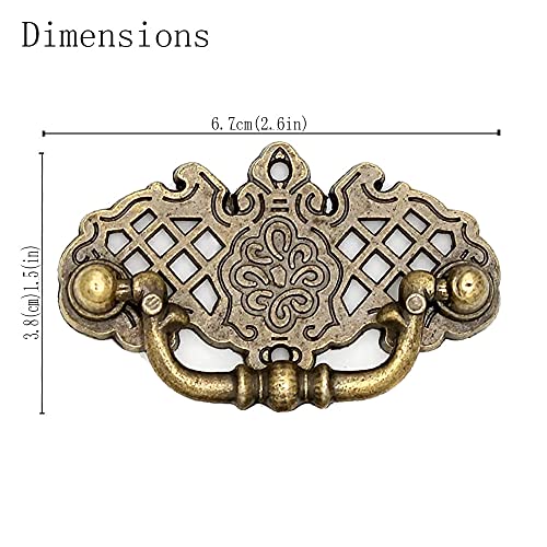 WANLIAN 10-Pack 1.5" Droop Bail Dresser Drawer Pulls Handles Vintage Antique Bronze Cabinet Retro Knobs Handle 67mm (10 - Image 2