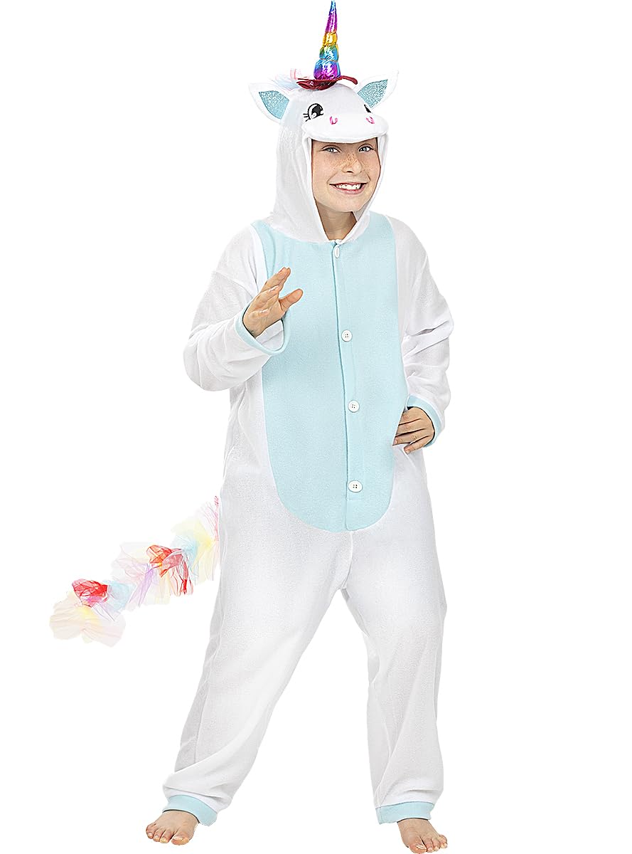 Funidelia | Disfraz de unicornio azul onesie para niño y niña Originales & Divertidos - Disfraz para niños y divertidos accesorios para Fiestas, Carnaval y Halloween - Blanco