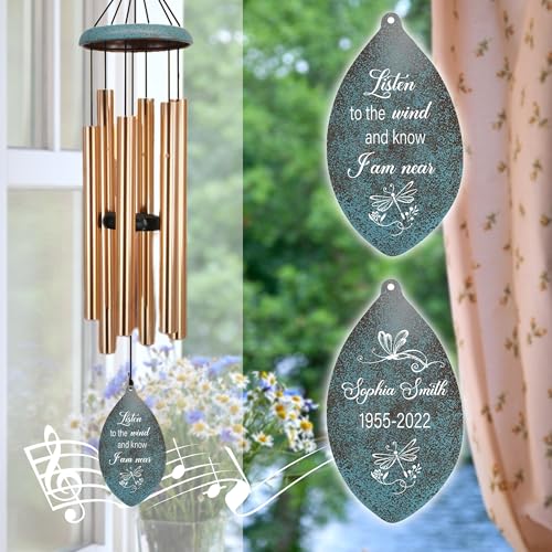 Image of ASTARIN Personalized Name 35 inch Memorial Wind Chimes for Outside, Metal Sympathy Gifts for Loss of Mother Father Loved One, Bereavement Wind Chime in Memory Gift, Decor Garden Patio,Produced in Texas