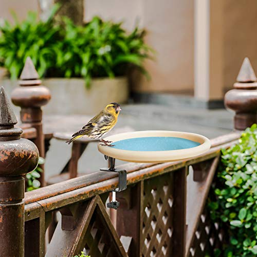 Urban Deco Deck Mounted Bird Bath Outdoor Bird Bath Bowl For Balcony Railing Birdbaths With Adjustable Sturdy Clamp Hummingbird Feeder Bath For Garden Fence, Great For Attracting Birds - Yellow #TOP4