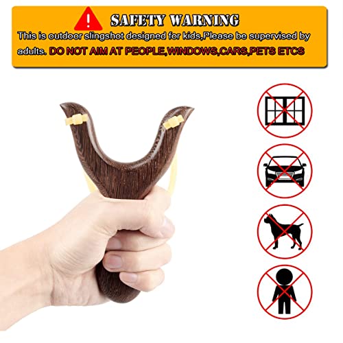 Slingshot Set, Solid Wooden Slingshot Toys With 3Pcs Spare Rubber Band,100Pcs Steel Balls And 1Pc Slingshot Leather Cover For Catapult Game, Outdoor, Hunting-For Ids/Children/Adult (Classic-Black) #TOP4
