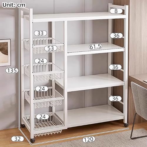 Estante de almacenamiento de 4 niveles con cestas y soporte desmontable 8