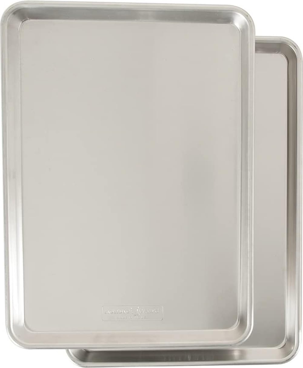 Nordic Ware Naturals Half Sheet - USA Made Aluminum Commercial Quality Sheet Pan for Baking or Roasting, Encapsulated Galvanized Steel Rim Prevents Warping, 2-Pack