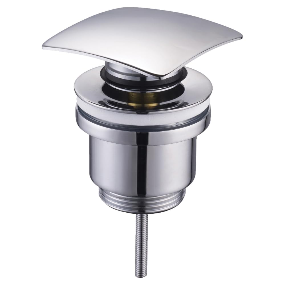 Schläfer 4051200 Piletta Click Clack Quadrata 1 1/4 Ottone, Scarico edl Lavabo e Bidet con Tappo Quadro Cromo Lucido Universale Bagno Moderno Chiusura a Pressione