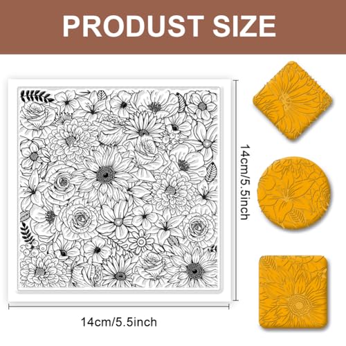 Chgcraft AJEW-WH0447-005-EU14 Flowers Background Silicone Texture Stamp Clay Modeling Pattern Pad Texture Sheets thumb #1