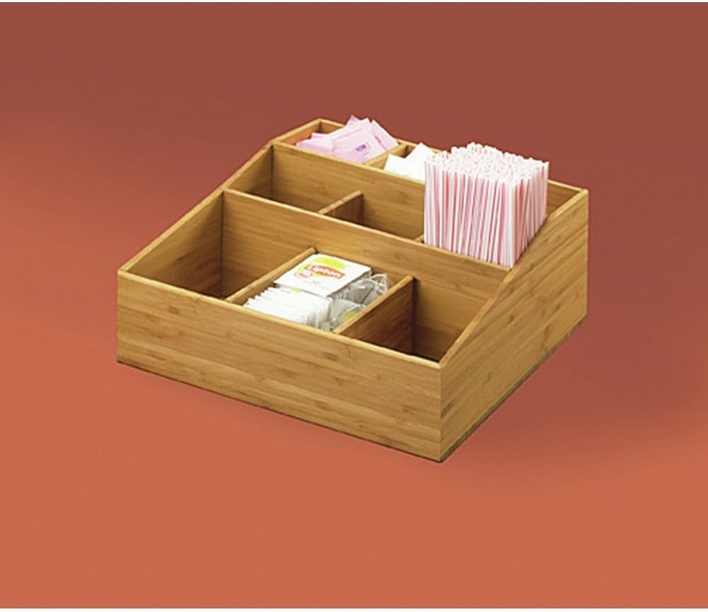 Cal-Mil Bamboo Collection 9 Compartment Condiment Holder - 12" L x 12" W x 6" H