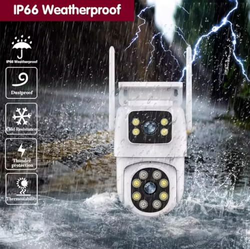Image of Dual Lens 5MP+5MP Smart WiFi PTZ Security Camera, 360 Rotation, Color Night Vision 20m, Motion Alerts, Two-Way Audio, App Remote Access, 128GB SD Support, Indoor Outdoor CCTV Surveillance Cam