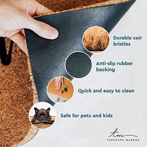 Theodore Magnus Natural Coir Doormat With Non-Slip Backing - 17 X 30 - Outdoor/Indoor - Black - Coir-1730-15-Black #TOP3