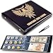 4in1 Coin Holder Album 180 Pockets - Paper Money Collection 10 Pockets - Large Storage Book for Collectors - Gold Silver Dollars Dollar Bill Currency Quarters Penny Foreign Coins - Black & Tweezers
