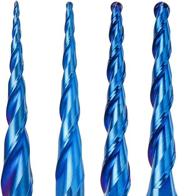1pcs Ball End Tapered End Mills Router Bits CNC Engrave Carving Bits R0.25-R2.0 Solid Carbide CNC Router Bits HRC65 Nano Blue Coating Metal Wood Engraving Bit(R0.5x20xD6x50)