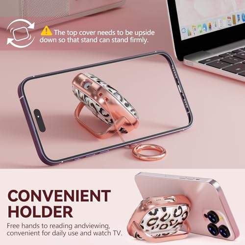 Image of Inesore for AirPods Pro 3 Case Cover 2025 with Lock-Black+Brown Leopard | Two-Piece Design,with Gold Keychain & Clean Pen, As Phone Stand,Support Wireless Charging,Cute Luxury Case for Women Girly