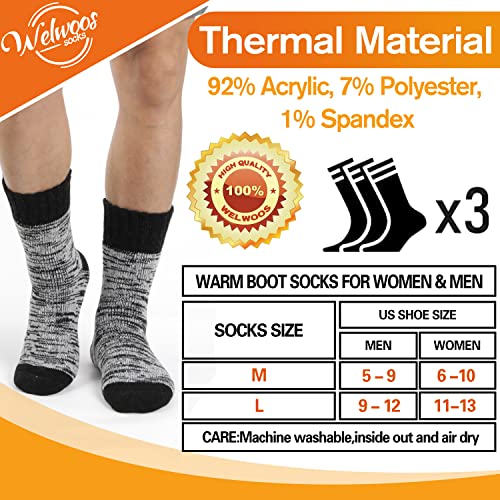 Image of 3 Pairs Warm Thermal Socks for Women & Men Winter Ski Thick Boot Insulated Socks for Cold Weather