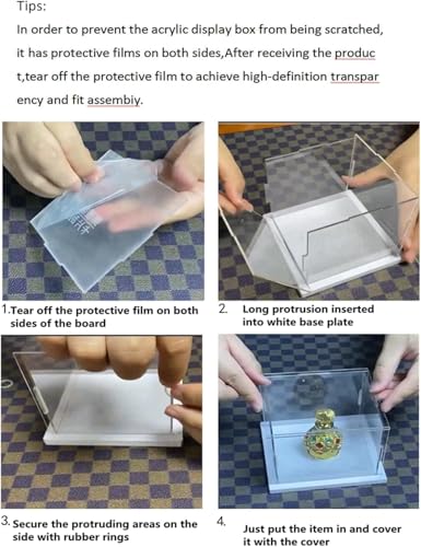 Image of Clear Acrylic Display Case - Self-Assemble Cube Box with White Base | Dustproof Protection Showcase for Collectibles, Figures, Models, Toys & Memorabilia (10x8x8)
