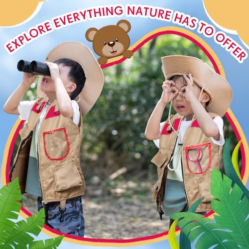 Image of Ramede Kids Safari Explorer Vest and Hat Explorer Costume | for Fishing Adventures Camping Boy Girls Cosplay