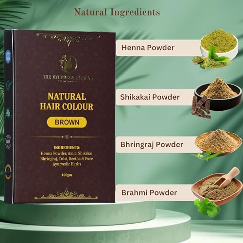 Image of Natural Hair Colour Brown For Women & Men | 100% Natural | Ammonia & PPD Free | Herbal Organic Hair Colour | Plant-Based-No Chemicals | Nature Henna Powder | 9 Organic Ayurvedic Extracts | Nature Brown Pack of 2 (200 gm)